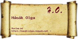 Hásák Olga névjegykártya